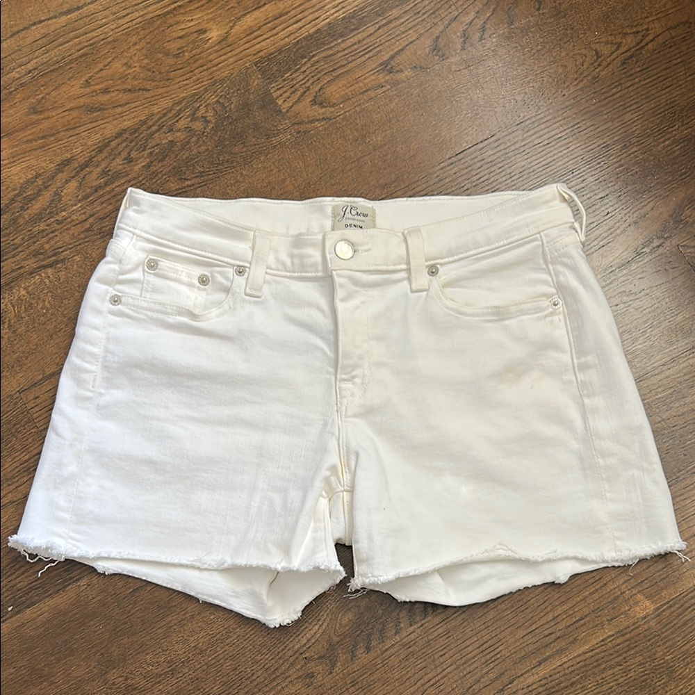 J. Crew White Jean Shorts with Frayed Hem